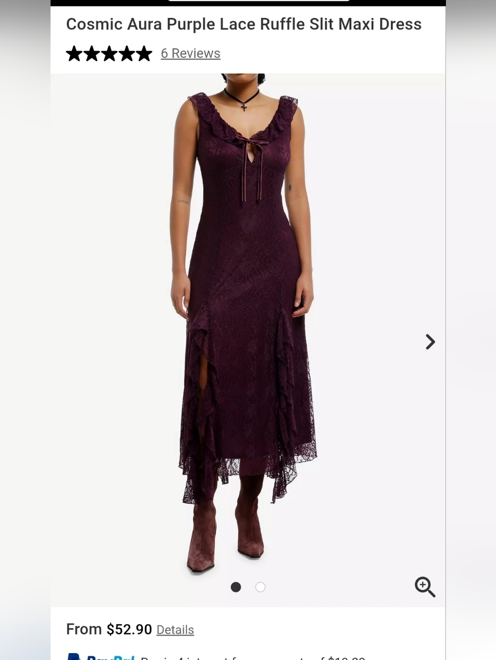 Hot Topic - Cosmic Aura Purple Lace Ruffle High-Low Maxi Dress, Women's 2 Plus